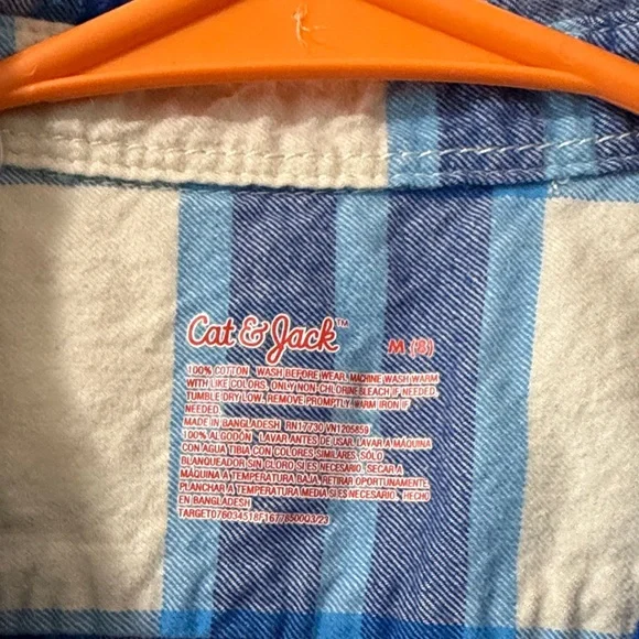Cat & Jack Blue Plaid Button Down Shirt - Picture 2 of 4